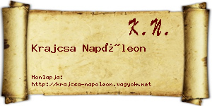 Krajcsa Napóleon névjegykártya